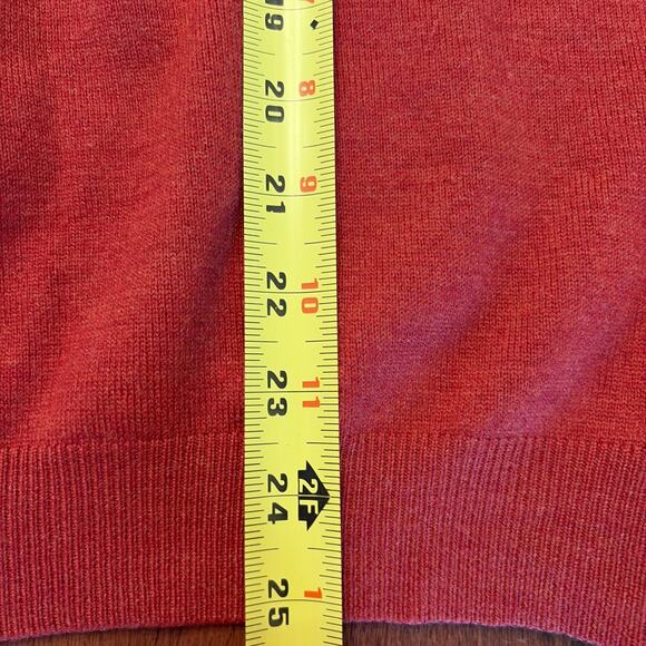 Brooks Brothers 346 Mens V-Neck Sweater Rust Orange Merino Wool Blend Pullover - Picture 3 of 5